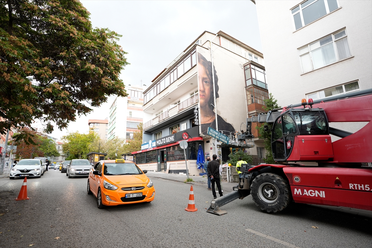 Fransız sanatçıdan başkentteki apartmana renk katan performans