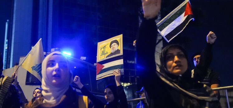 Hizbullah lideri Nasrallah'ın öldürülmesi İsrail'in İstanbul Başkonsolosluğu önünde protesto edildi