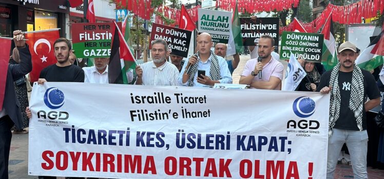 Karabük'te İsrail'in Filistin'e yönelik saldırıları protesto edildi