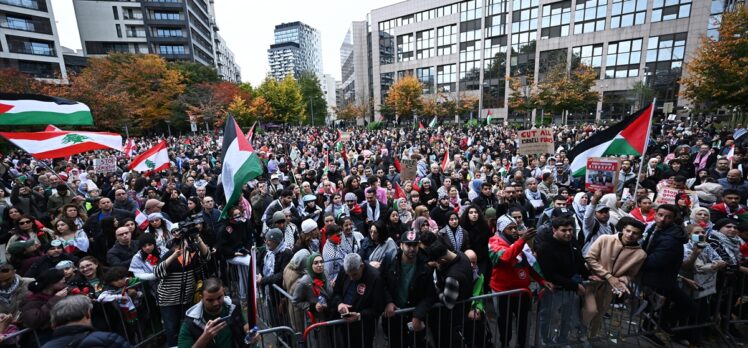 Belçika'da on binlerce kişi İsrail'in Gazze ve Lübnan'a saldırılarını protesto etti