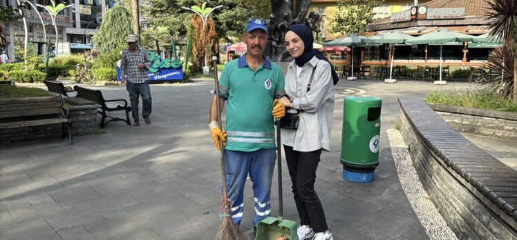 Rize Belediyesinden temizlik görevlisine doğum günü sürprizi