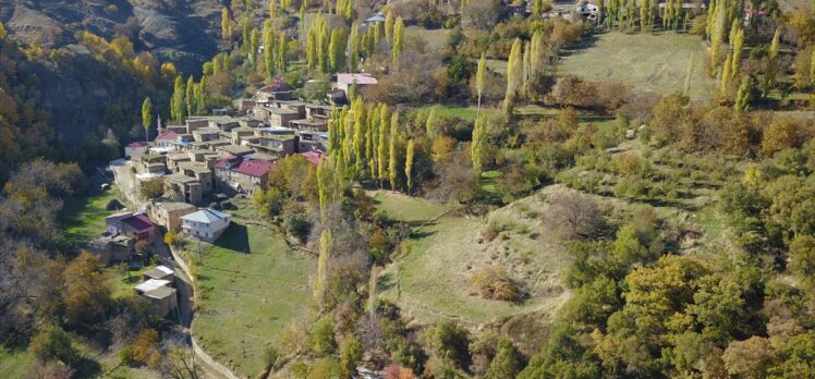 Bitlis'teki taş evlerde sonbahar güzelliği