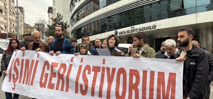 Kartal Belediyesinin işten çıkardığı kadın işçiden belediye önünde protesto