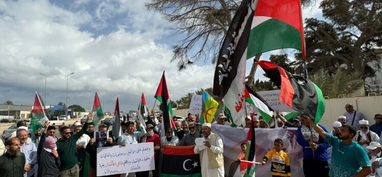 Libyalılar Gazze'de soykırım yapan İsrail'e Avrupa ülkelerinin verdiği desteği protesto etti