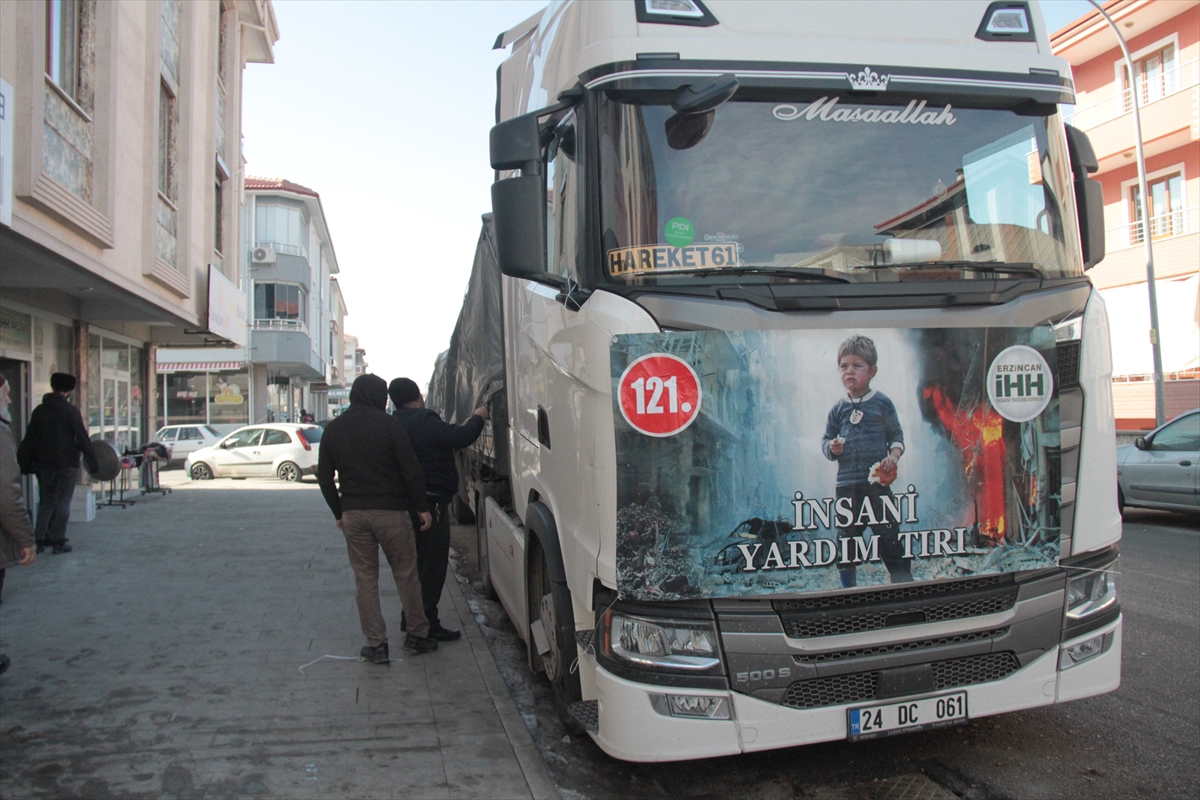 Erzincan'dan Suriye'ye yardım tırı gönderildi